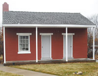 Brick school house moving, Independence, Missouri